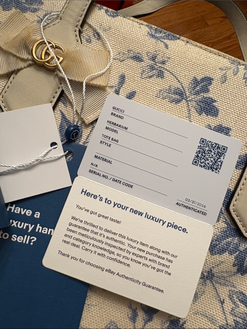 🌟RARE Gucci Japan Exclusive GG Ribbon Herbarium Blue Floral Tote Bag🌟 - Picture 15 of 15